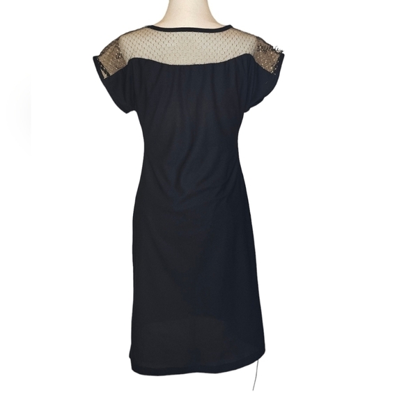 Anonymous designer Black dress with mesh top and gold and black flowers - Picture 4 of 7